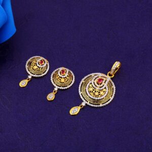 18KT Gold Stylish Ladies Fancy Pendant Set FPS342