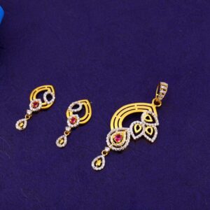 916 Gold CZ Hallmark Delicate Ladies Fancy Pendant Set FPS348