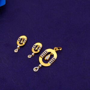 916 Gold CZ Hallmark Designer Ladies Fancy Pendant Set FPS351