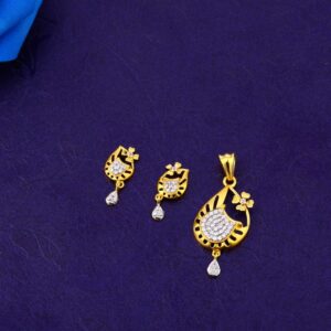 916 Gold CZ Hallmark Classic Ladies Fancy Pendant Set FPS354