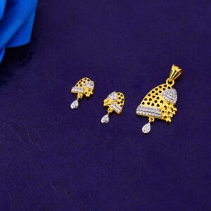916 Gold Hallmark Stylish Ladies Fancy Pendant Set FPS374