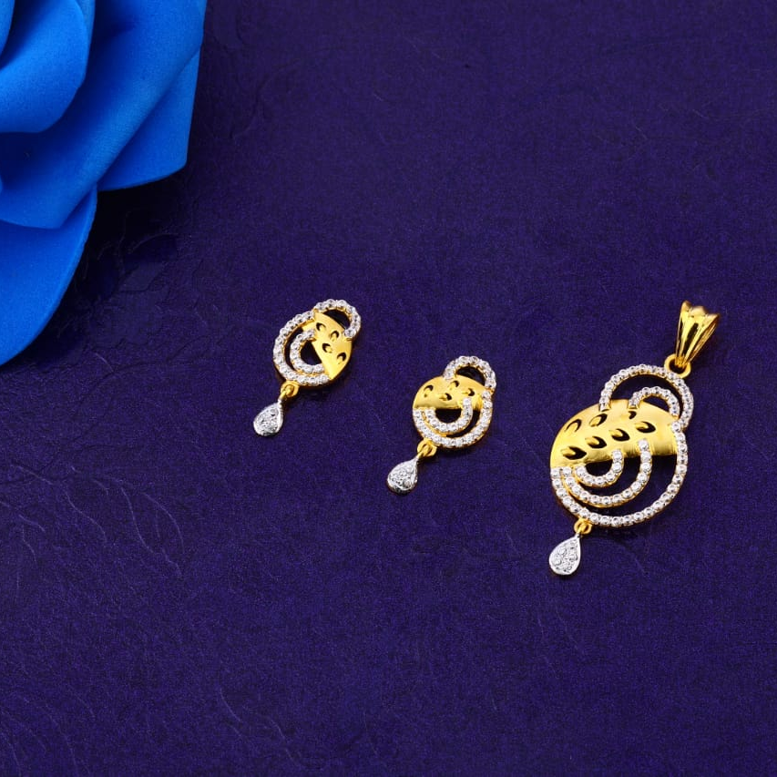 916 Gold Hallmark Exclusive Ladies Fancy Pendant Set FPS372