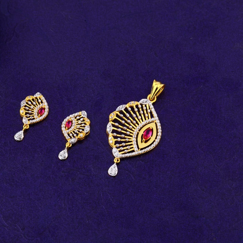916 Gold Hallmark Ladies Fancy Pendant Set FPS368