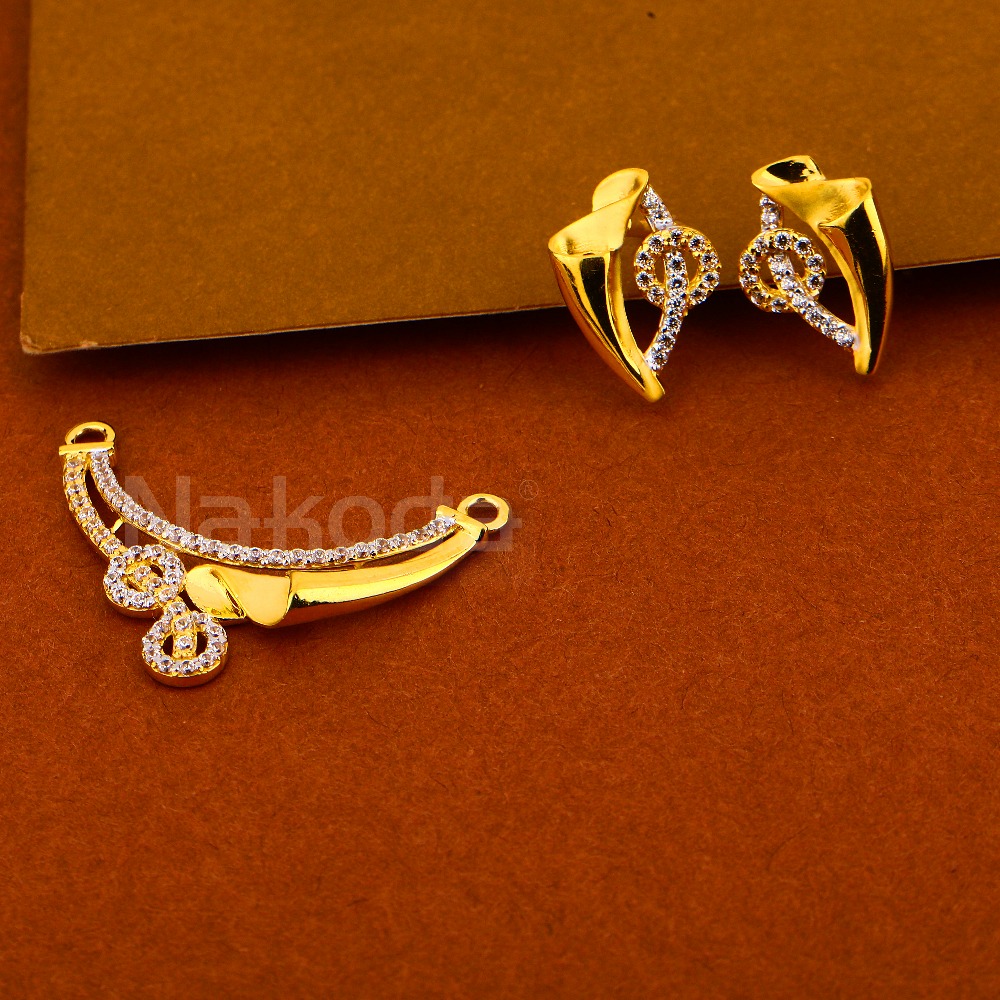 916 Gold Ladies Mangalsuta Stylish Pendant Set MP499