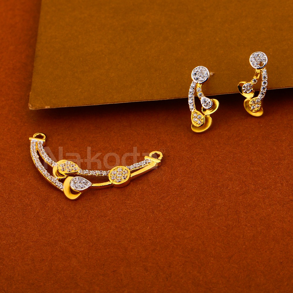 916 Gold Ladies Mangalsuta Delicate Pendant Set MP495