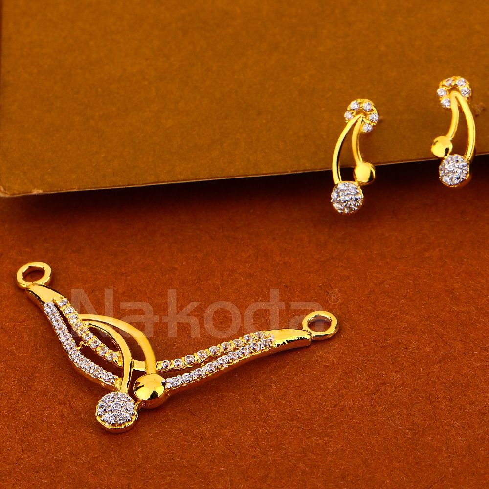 916 Gold Ladies Mangalsuta Classic Pendant Set MP493