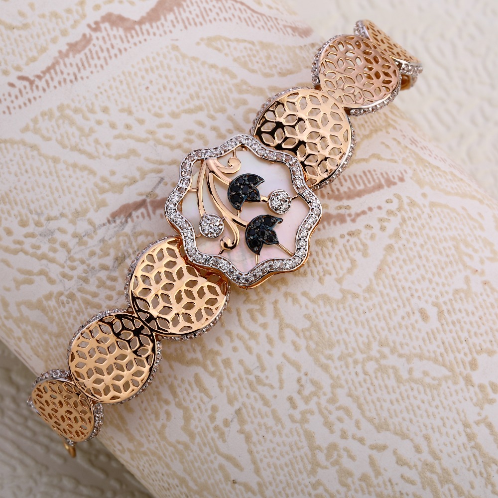 18KT Rose Gold fancy Kada Bracelet RLKB350