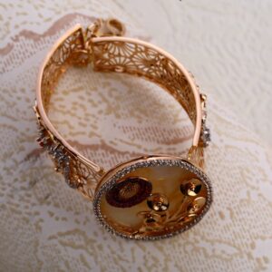 750 Rose Gold Women's fancy Hallmark Kada Bracelet RLKB342