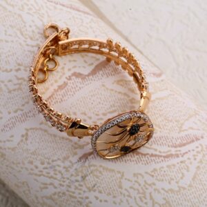 750 Rose Gold Women's delicate Hallmark Kada Bracelet RLKB340