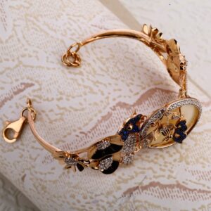 750 Rose Gold Women's Designer Hallmark Kada Bracelet RLKB339