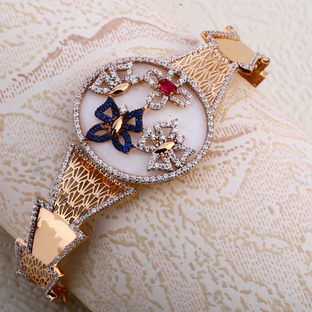 750 Rose Gold Women's Classic Hallmark Kada Bracelet RLKB338