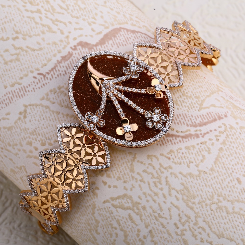 750 Rose Gold Stylish  Ladies Kada Bracelet RLKB336
