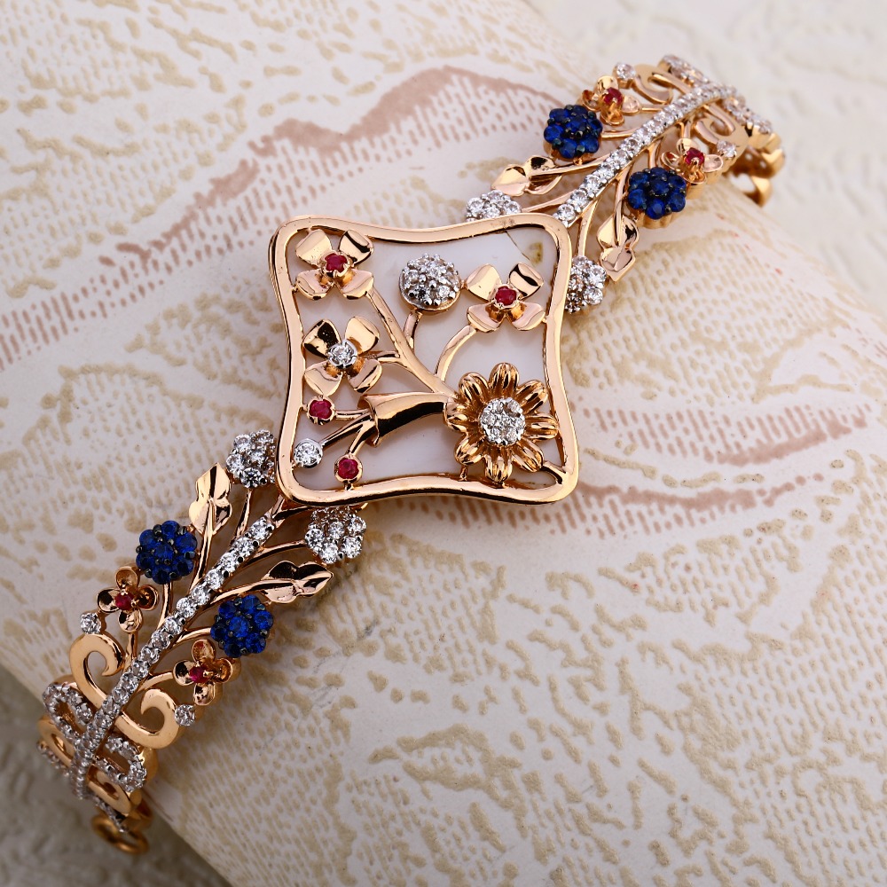 750 Rose Gold Fancy  Ladies Kada Bracelet RLKB334
