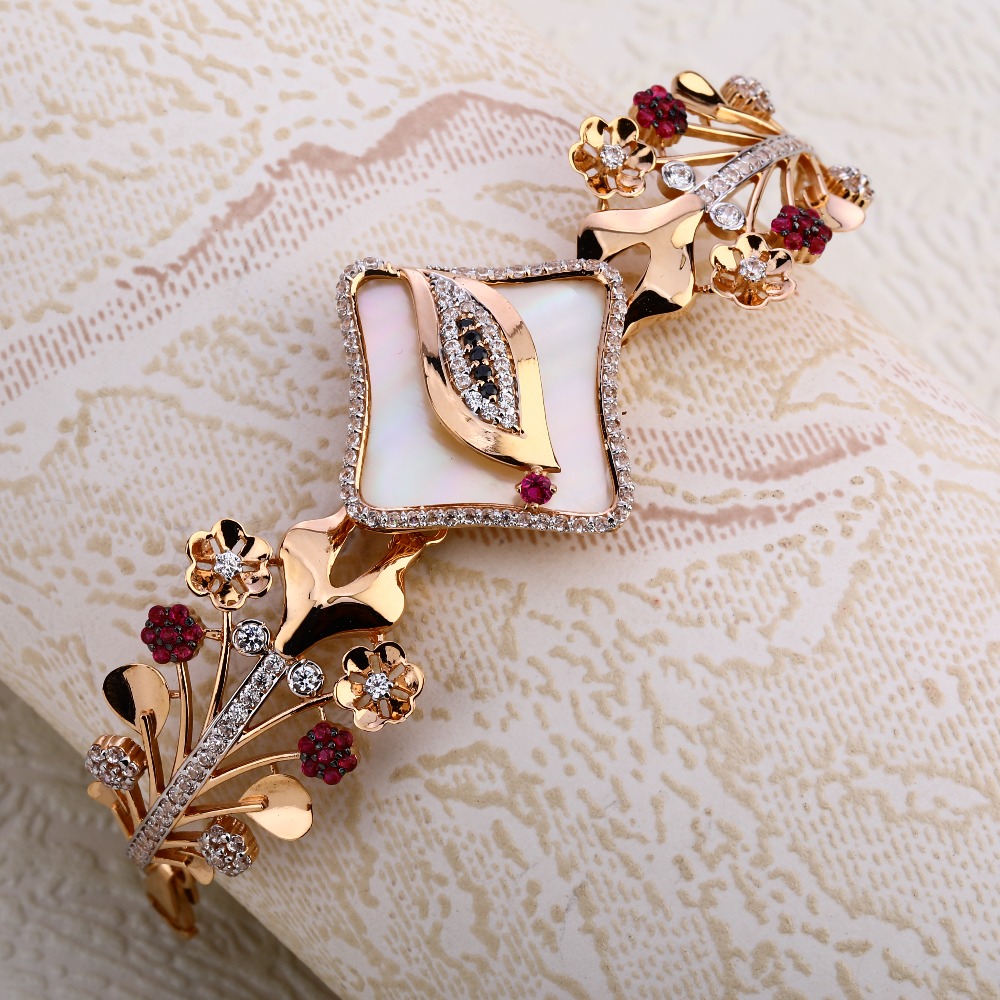 750 Rose Gold Designer Ladies Kada Bracelet RLKB331