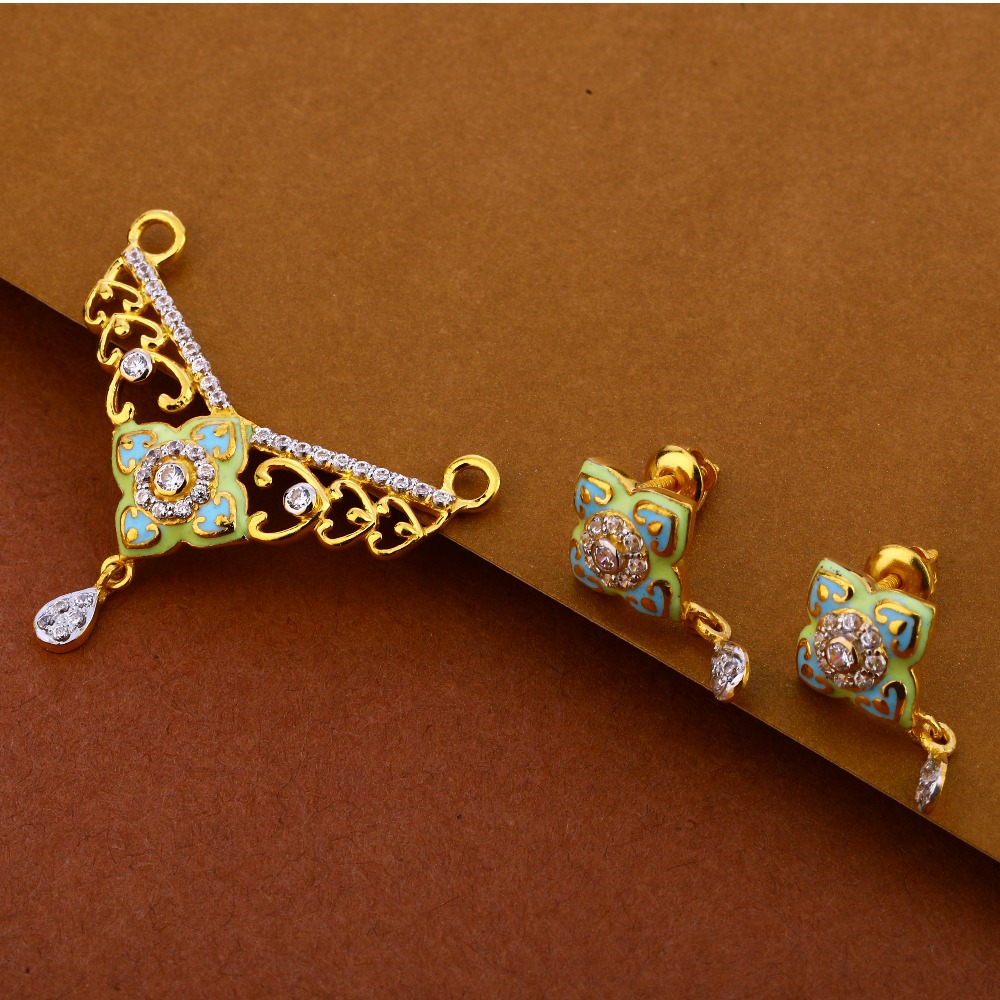 916 Gold Ladies  Women's Hallmark CZ Mangalsutra Pendant Set MP308