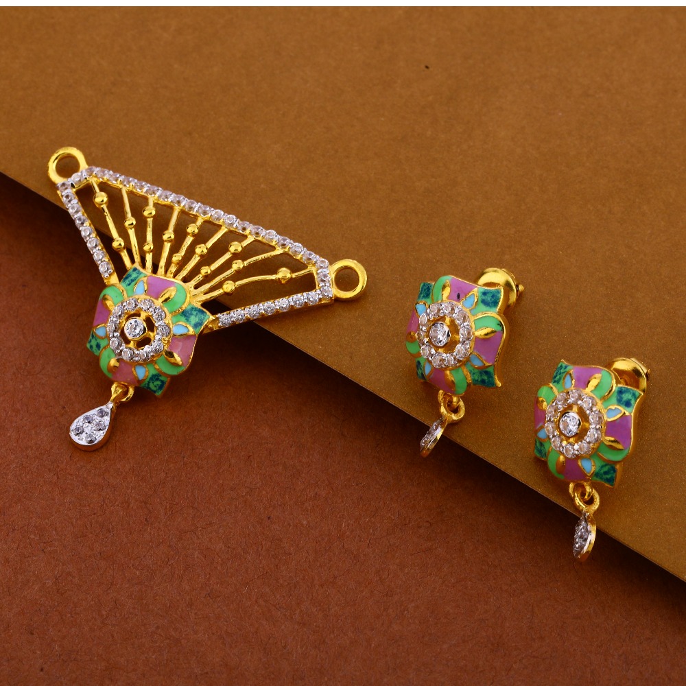 916 Gold Ladies Gorgeous   CZ Mangalsutra Pendant Set MP306