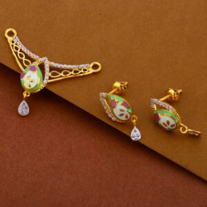 916 Gold Ladies designer  CZ Mangalsutra Pendant Set MP302