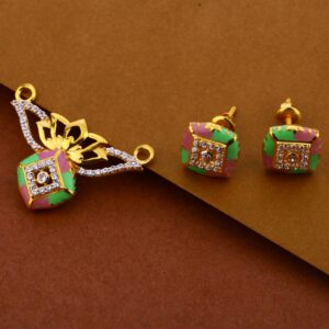 916 Gold Ladies Classic CZ Mangalsutra Pendant Set MP301