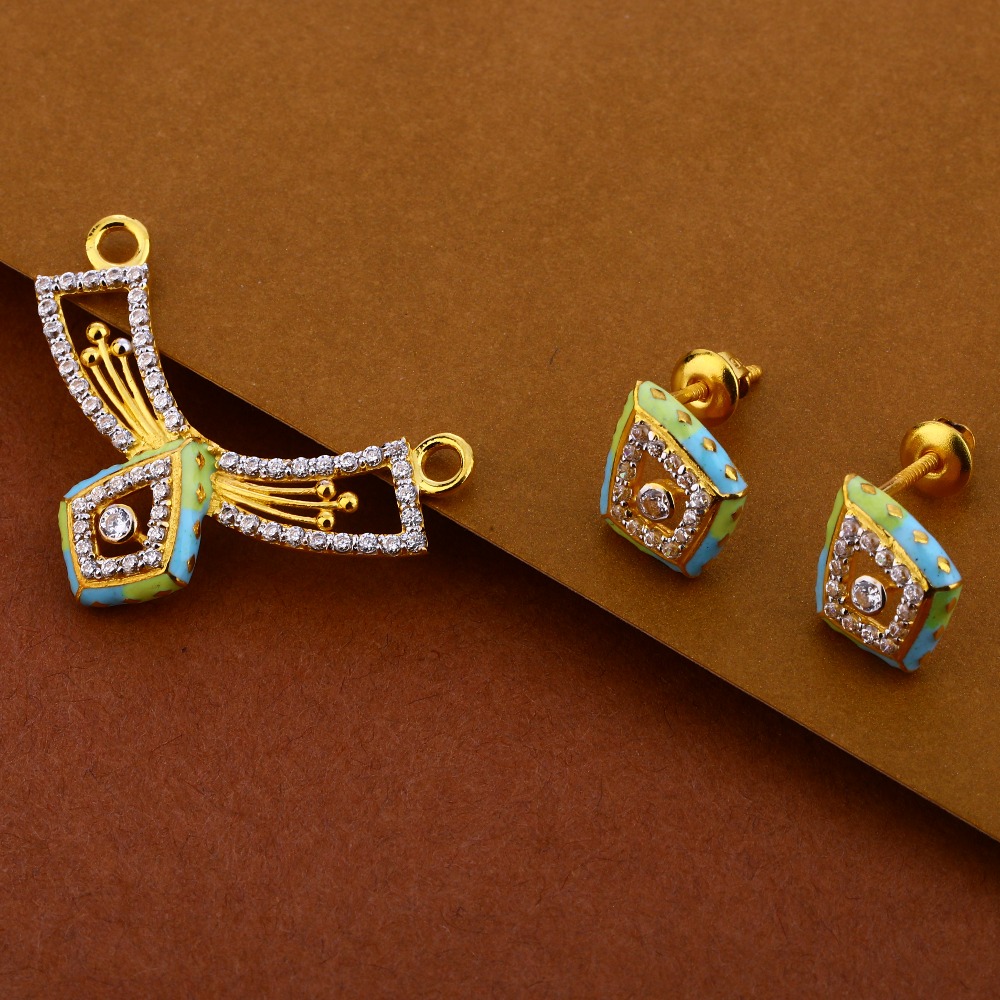 916 Gold CZ Ladies Stylish Mangalsutra Pendant Set MP299