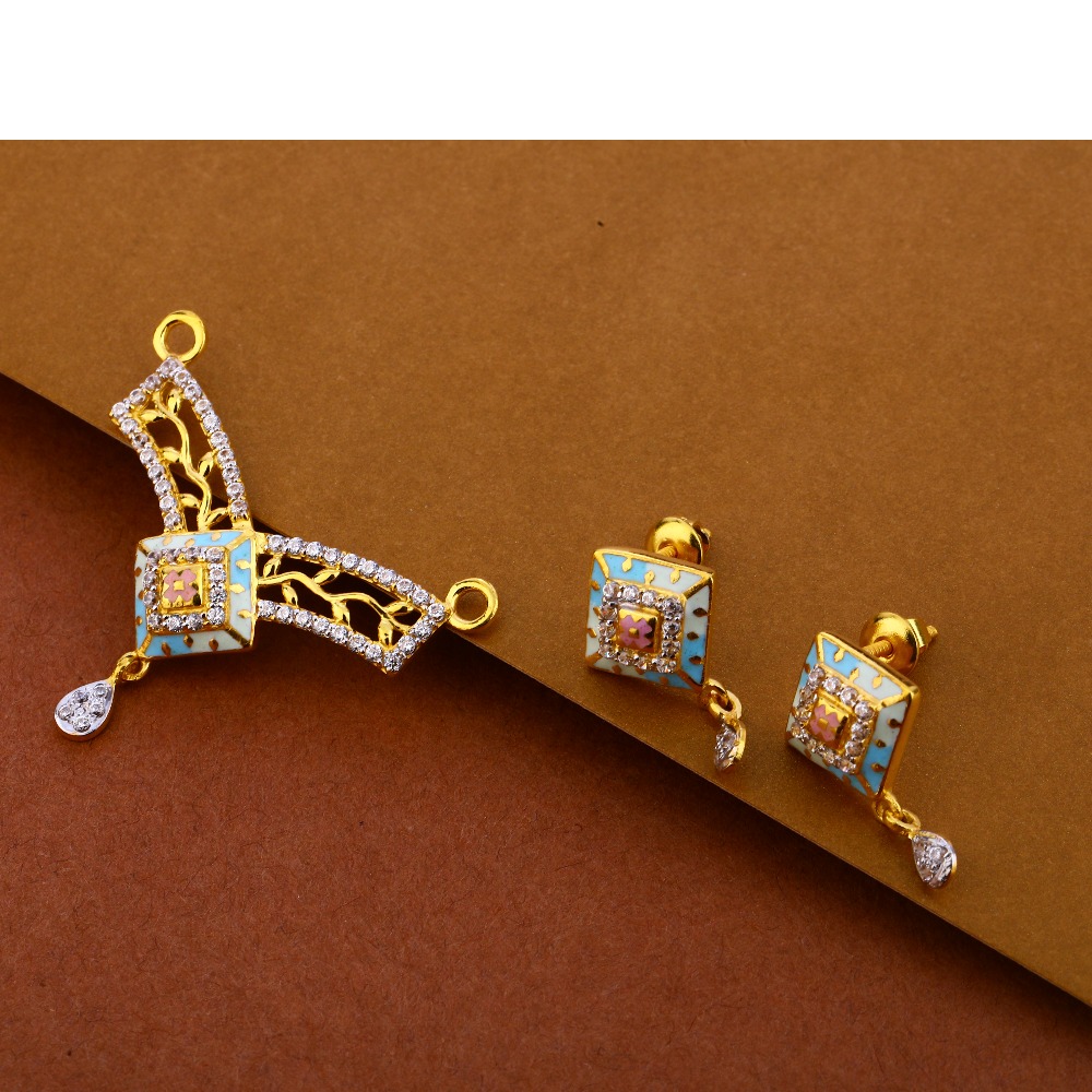 916 Gold CZ Ladies Gorgeous Mangalsutra Pendant Set MP298
