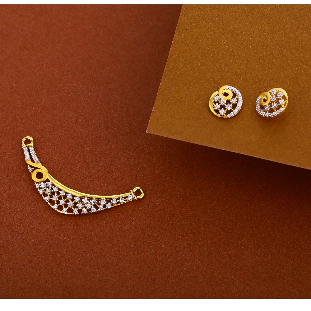 22CT Gold Hallmark Women's Exclusive Mangalsutra Pendant Set MP369
