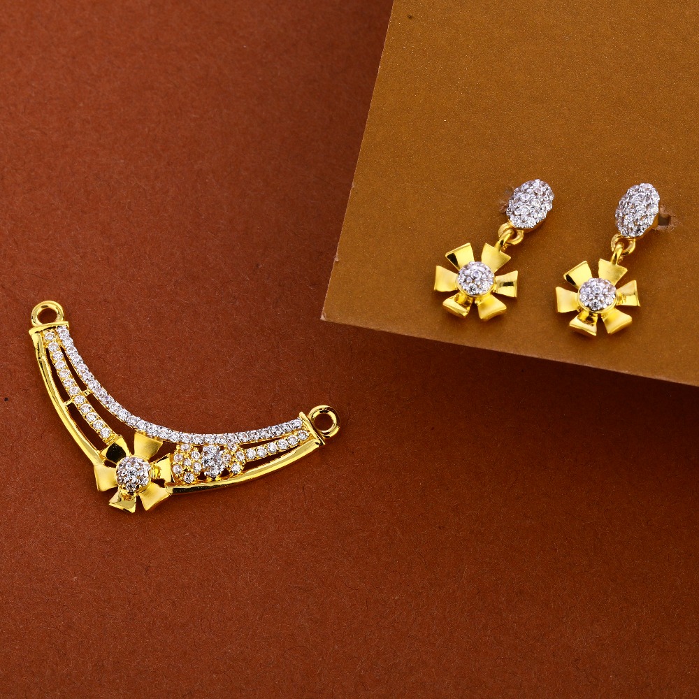 22CT Gold Hallmark Women's Designer Mangalsutra Pendant Set MP367
