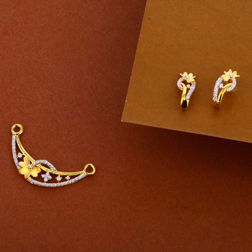 22CT Gold Ladies CZ Gorgeous Mangalsutra Pendant Set MP363