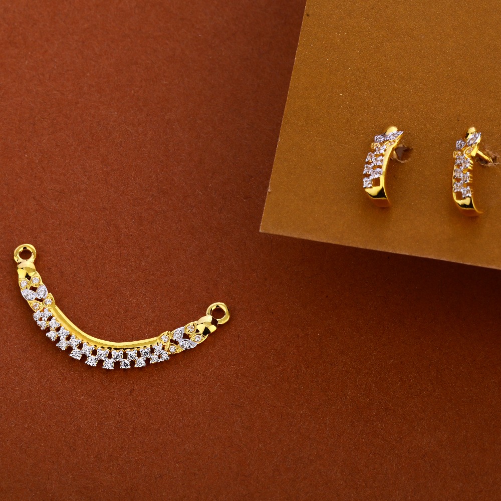 22CT Gold Ladies CZ Designer Mangalsutra Pendant Set MP360