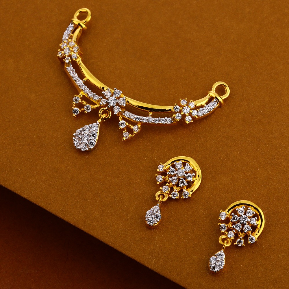 22KT Gold Ladies Stylish CZ Mangalsutra Pendant MP348