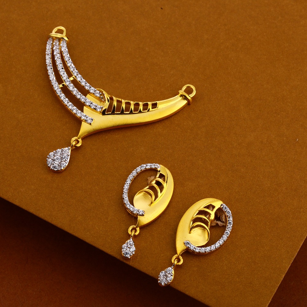 22KT Gold Ladies Gorgeous CZ Mangalsutra Pendant MP347