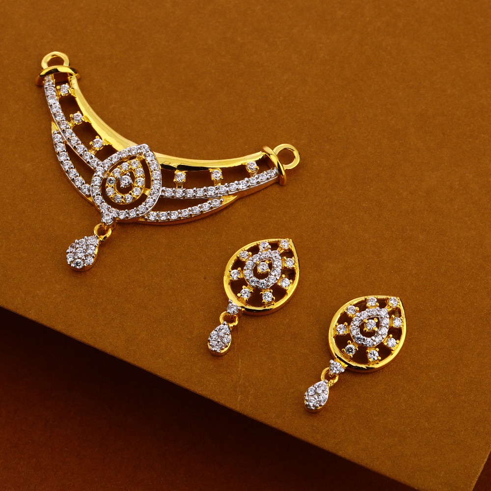 22KT Gold Ladies Designer CZ Mangalsutra Pendant MP344