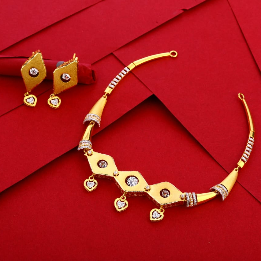 916 Gold CZ Fancy Ladies Necklace Set LN273