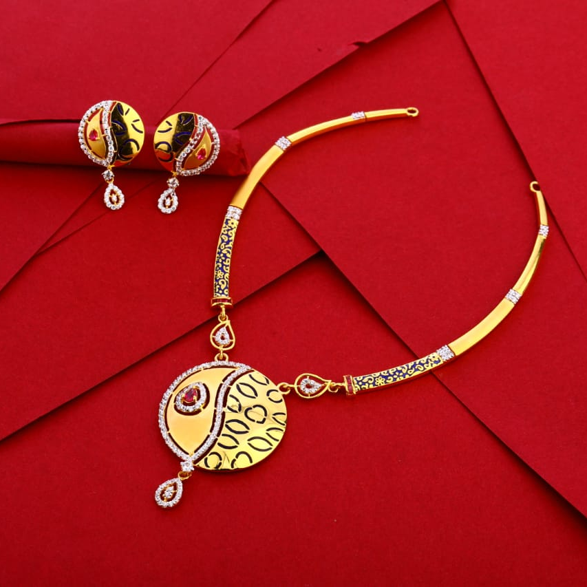 916 Gold CZ Delicate Ladies Necklace Set LN286
