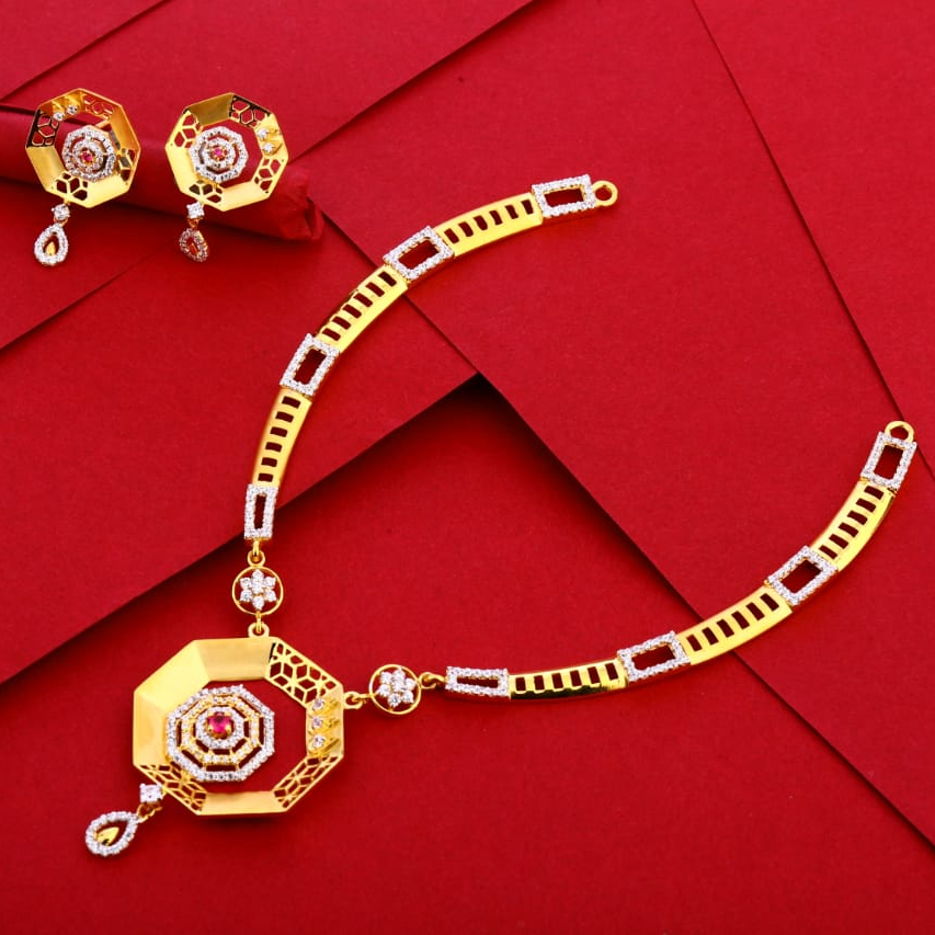 916 Gold Hallmark Stylish Ladies Necklace Set LN276