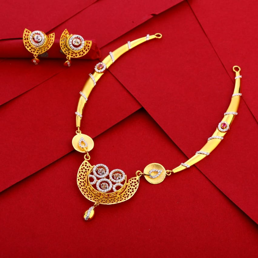 916 Gold Hallmark Fancy Ladies Necklace Set LN282