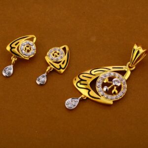 916 Gold CZ Hallmark Fancy Ladies Pendant Set FPS309