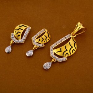 916 Gold CZ Hallmark Fancy Ladies Pendant Set FPS308