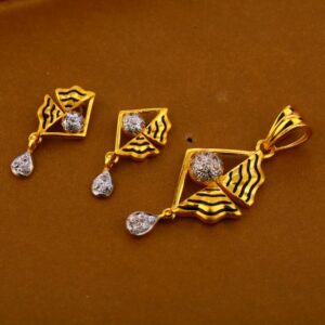916 Gold CZ Fancy Ladies Pendant Set FPS319