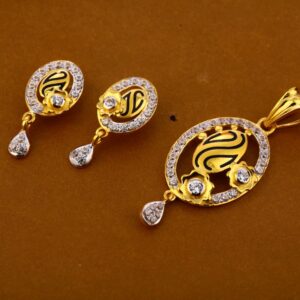 916 Gold CZ Classic Ladies Pendant Set FPS316