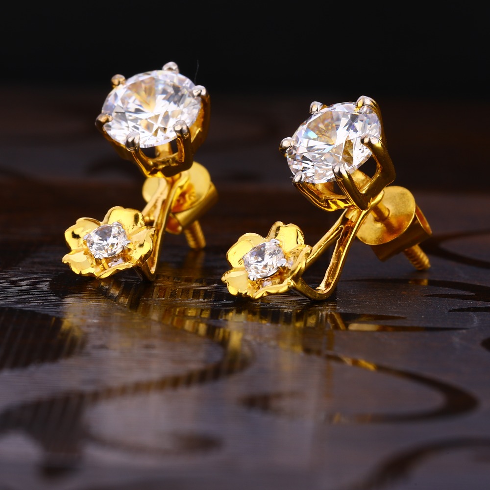 916 Gold Women's Stylish Hallmark Solitaire Earring LSE248
