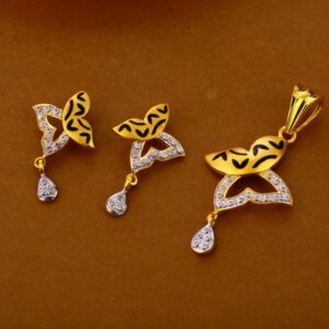 22KT Gold CZ Hallmark Stylish Ladies Pendant Set FPS294