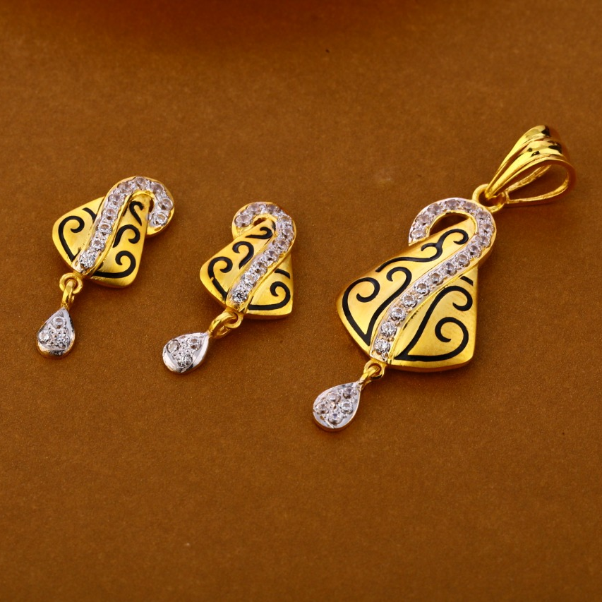 22KT Gold CZ Hallmark Exclusive Ladies Pendant Set FPS291