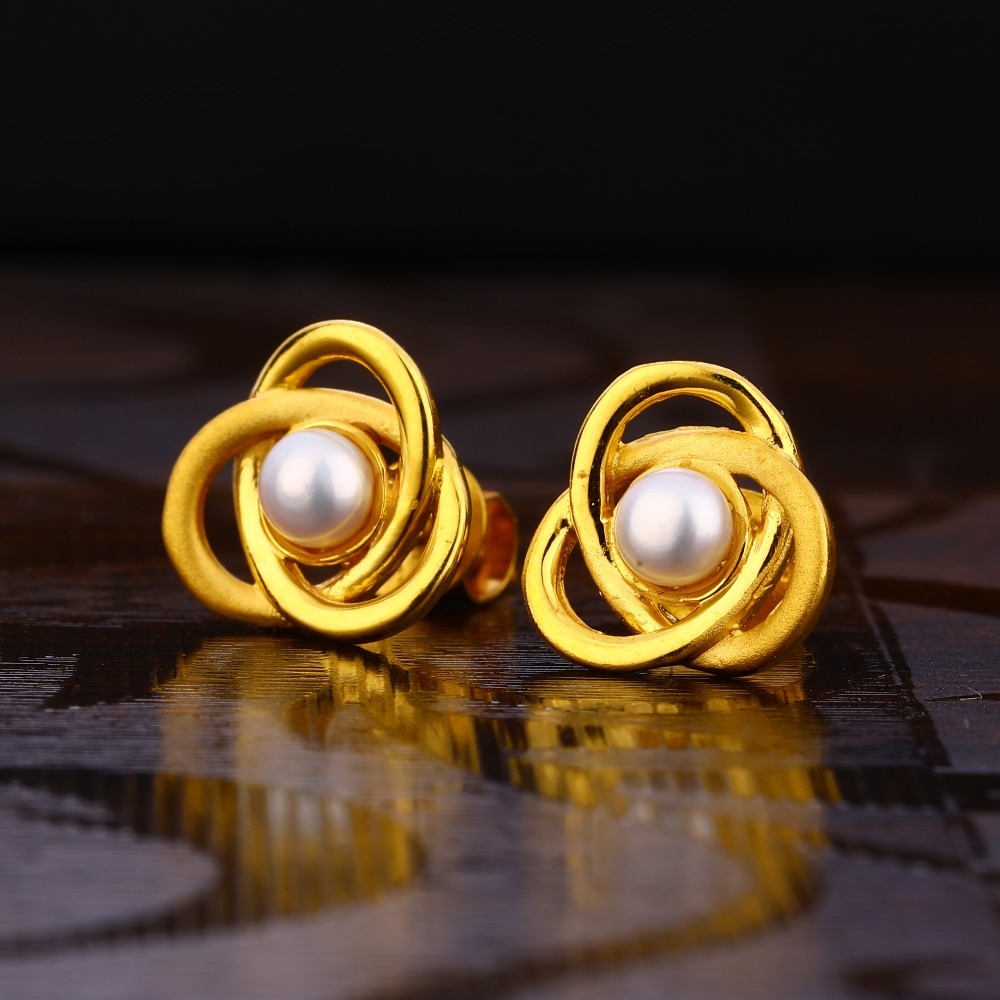 916 Gold Women's Classic Hallmark Solitaire Earring LSE242