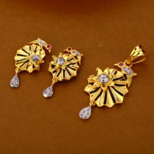 22KT Gold CZ Hallmark Designer Ladies Pendant Set FPS290