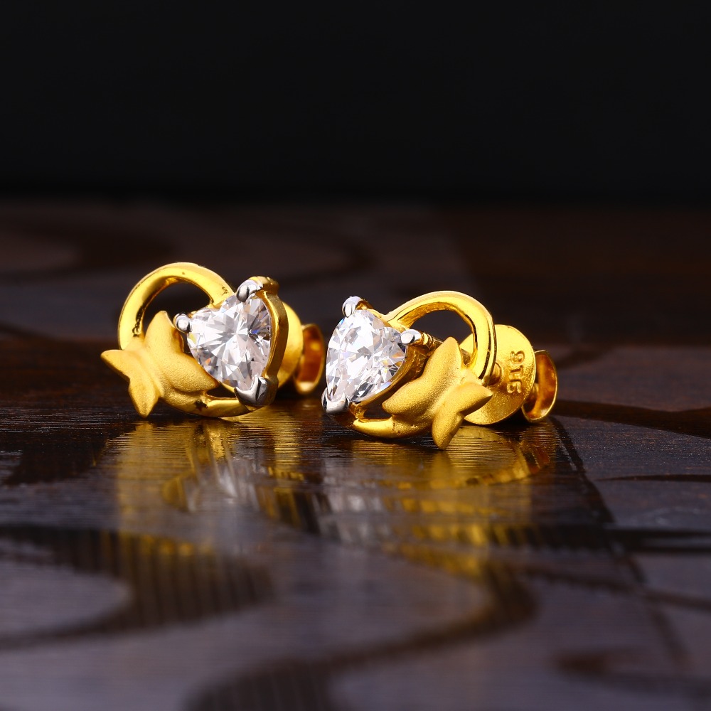22KT Gold Women's Gorgeous Hallmark  Solitaire Earring LSE231