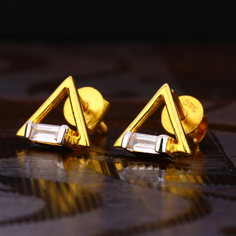 22KT Gold Women's delicate Hallmark  Solitaire Earring LSE227