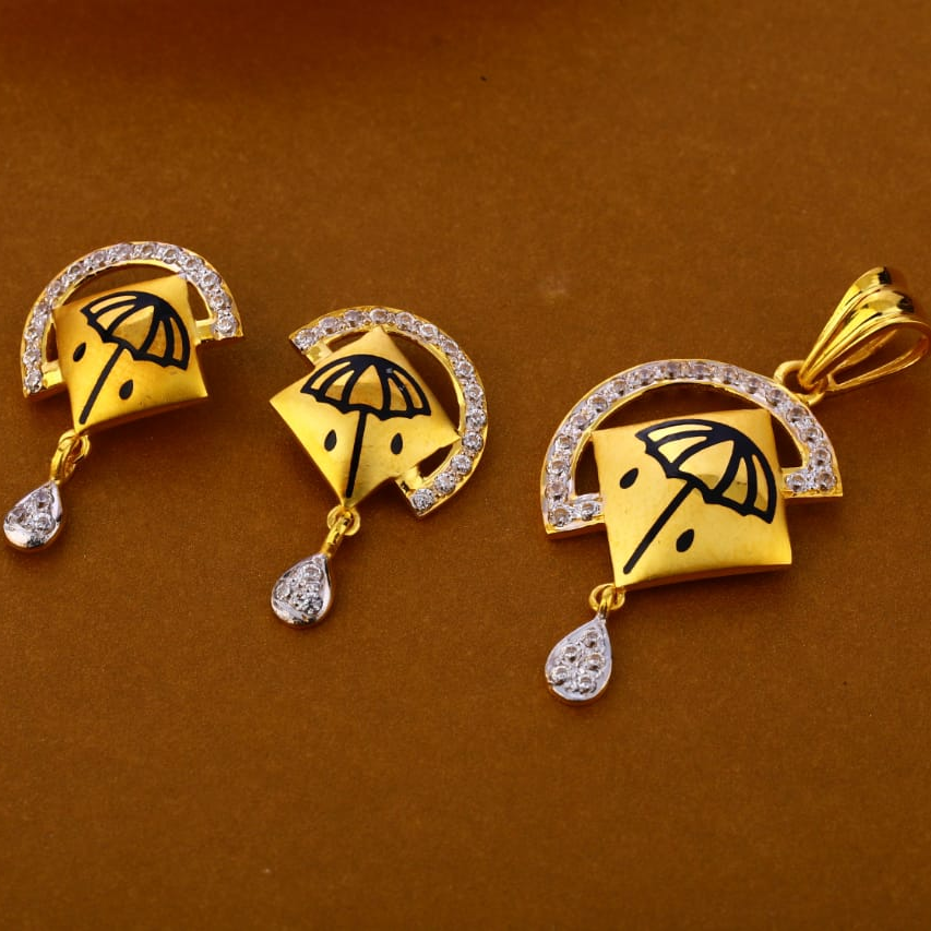 22KT Gold Hallmark Stylish Ladies Pendant Set FPS278