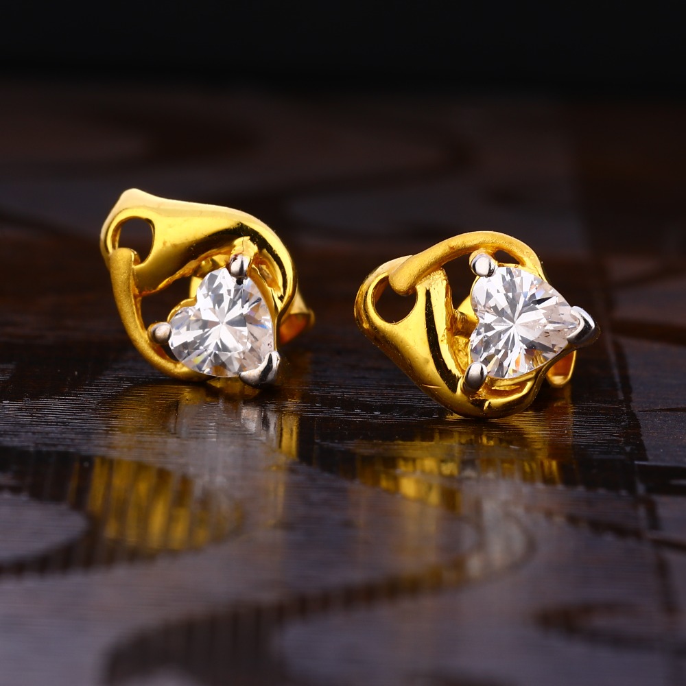 916 Gold Women's Gorgeous Hallmark Solitaire Earring LSE214