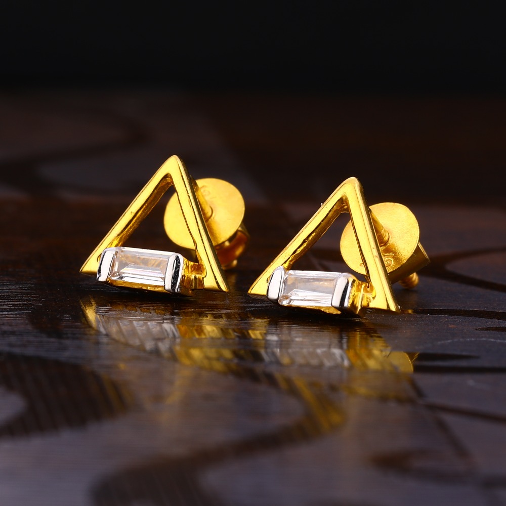 916 Gold Women's Designer Hallmark Solitaire Earring LSE210