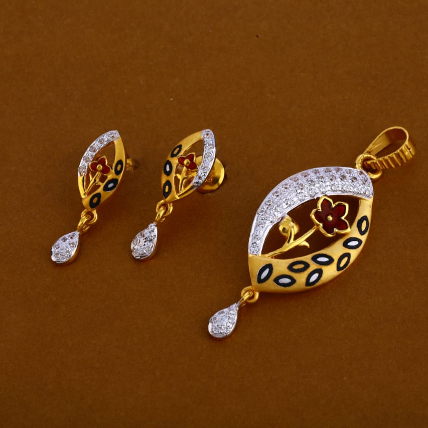 916 Gold CZ Hallmark Ladies Pendant Set FPS263